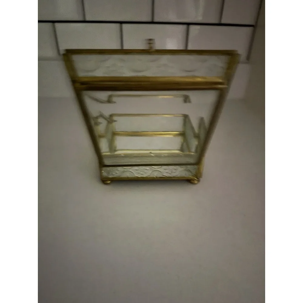 VINTAGE PENCO JEWELRY CASKET BOX ORMOLU GILT  HOLLYWOOD REGENCY MIRROR MCM